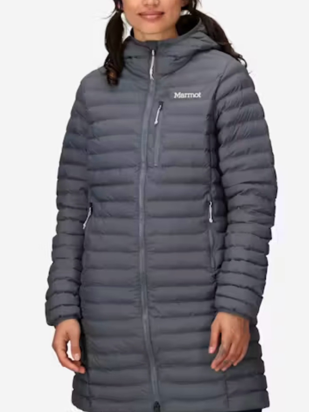 Marmot Women's Long Hooded Puffer Coat - Gray